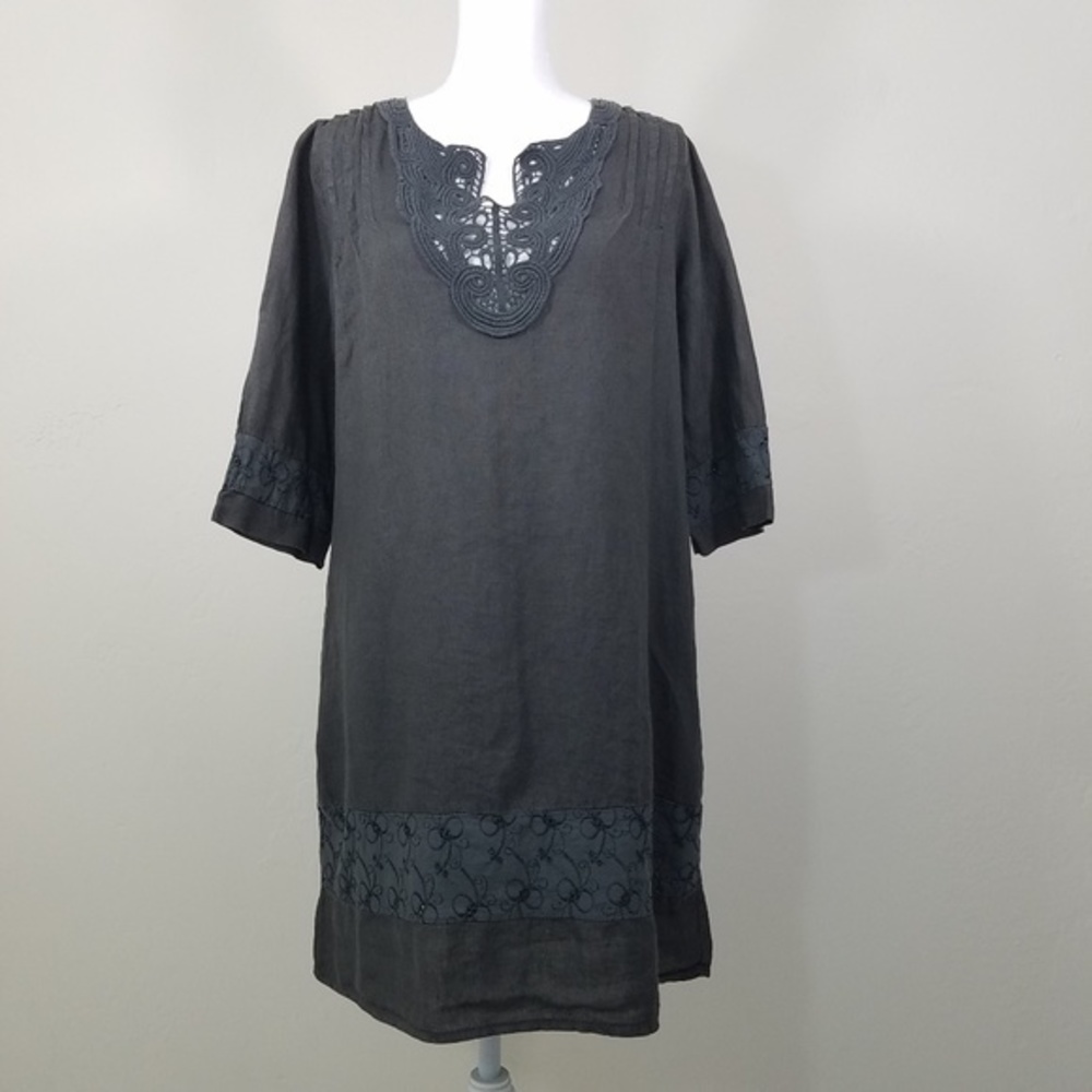 Carla Conti Long Sleeve Linen Tunic Dress Size XS